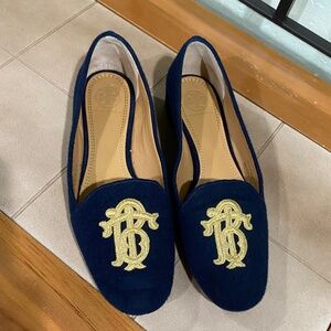 Tory Burch Navy and Gold Flats